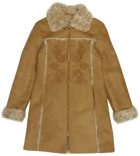 00s Lammy Coat with Embroided Details | ThriftTale