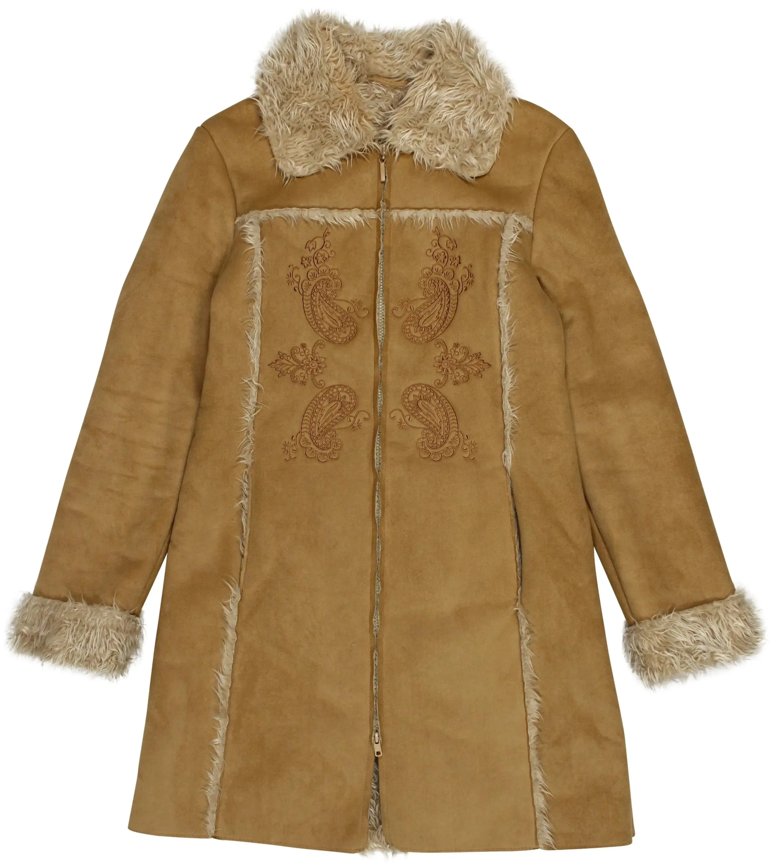 00s Lammy Coat with Embroided Details | ThriftTale