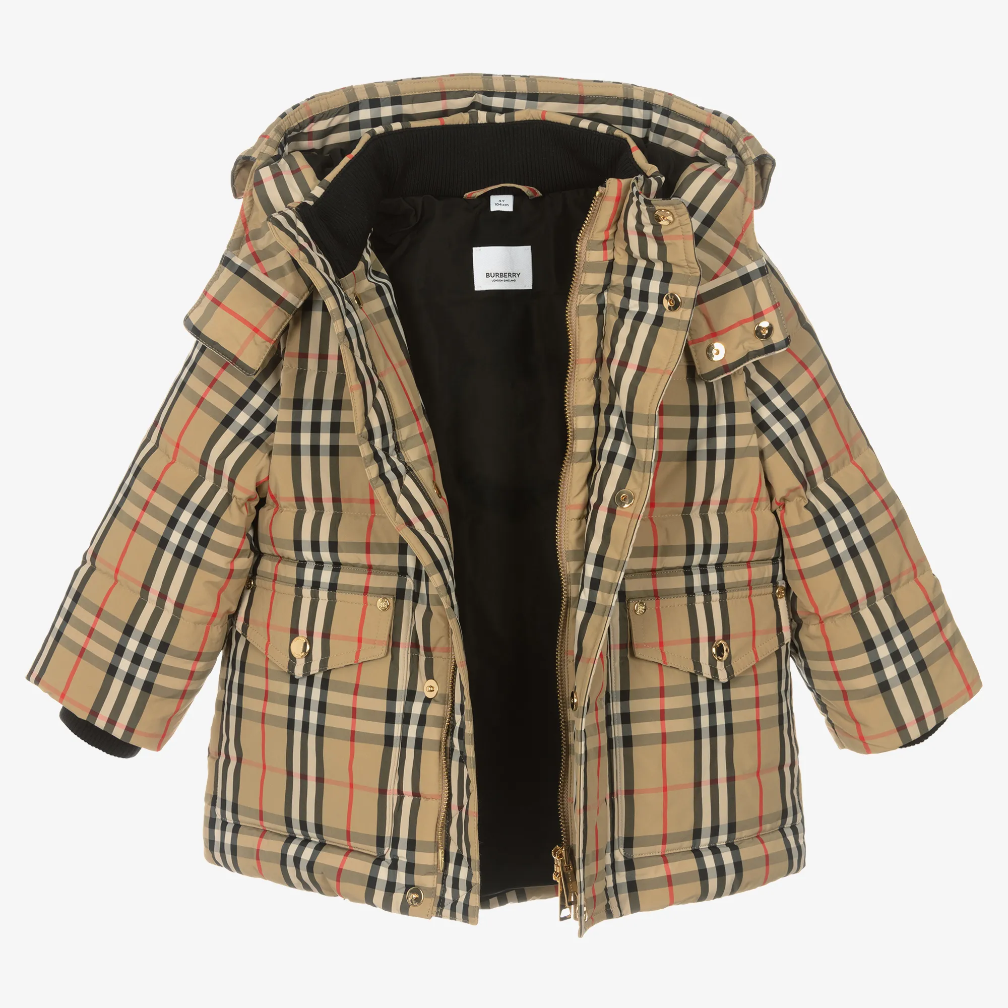 Beige Vintage Check Down Coat