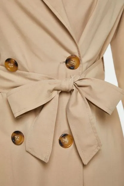 Belted Button Closure Trench Coat