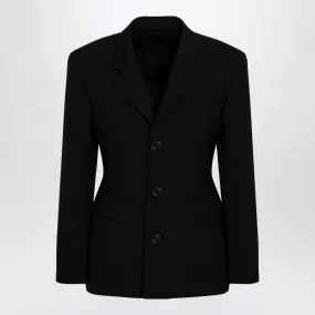 BLACK SINGLE-BREASTED JACKET IN WOOL