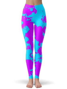 Blue and Purple Paint Splatter Leggings