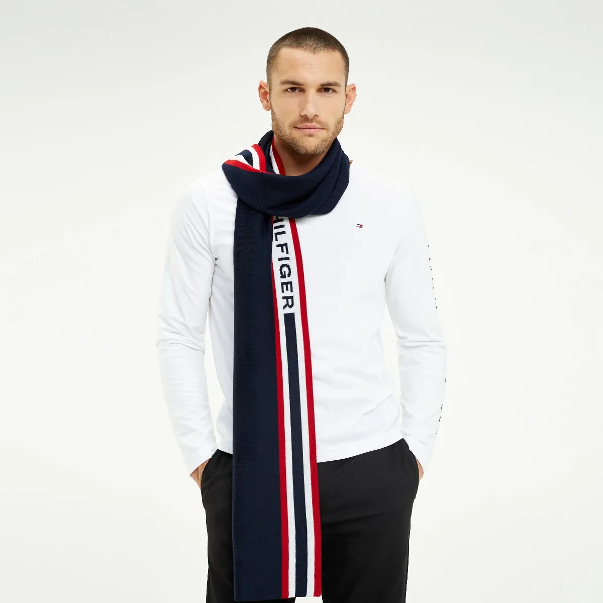 Blue Logo Wool Blend Scarf | Hats & Scarves | Tommy Hilfiger