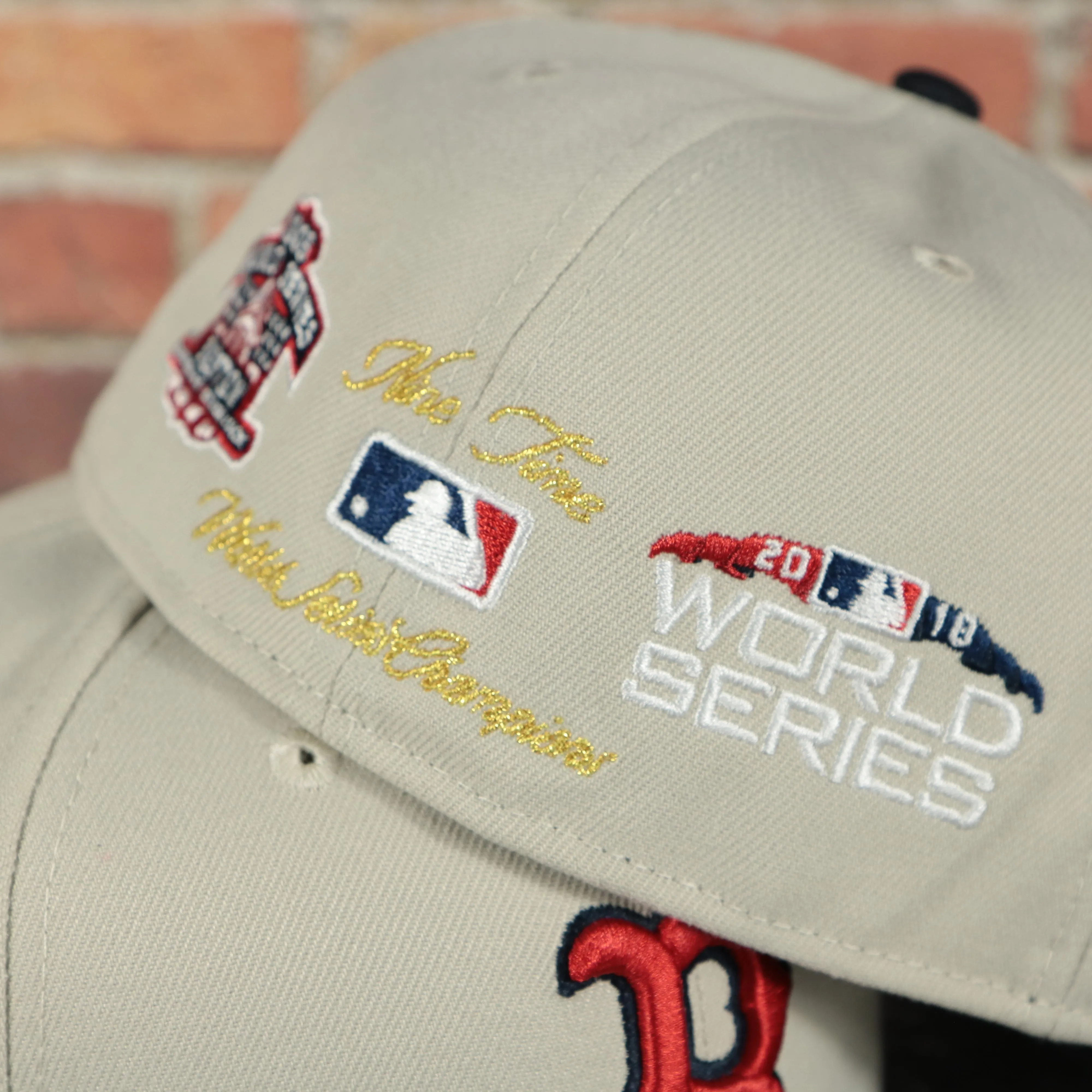 Boston Red Sox World Class 9-Time World Series Champions Two Tone Grey Bottom | Sand/Navy 59Fifty Fitted Cap