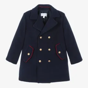 Boys Navy Blue Felted Coat