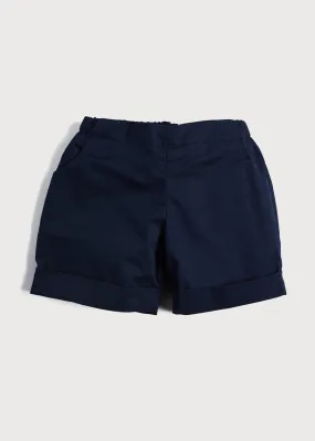 Classic Turn-up Hem Cotton Shorts in Navy (18mths-3yrs)