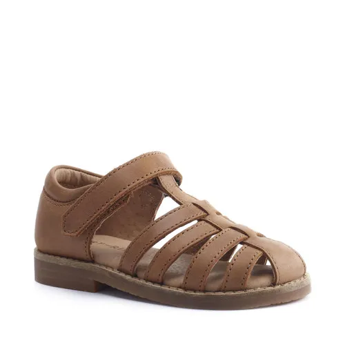 Coastal Tan leather t-bar rip-tape sandals