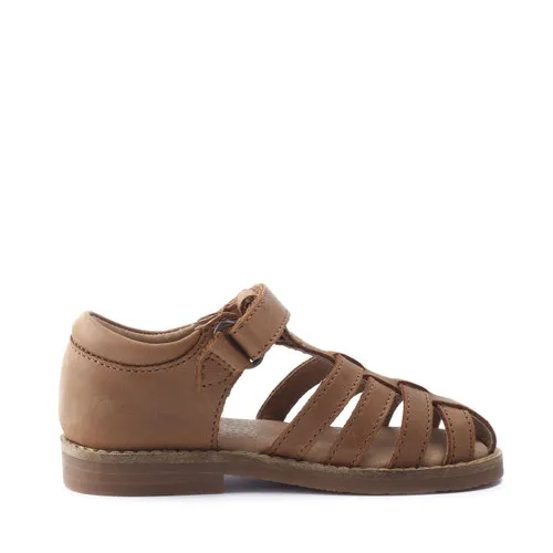 Coastal Tan leather t-bar rip-tape sandals