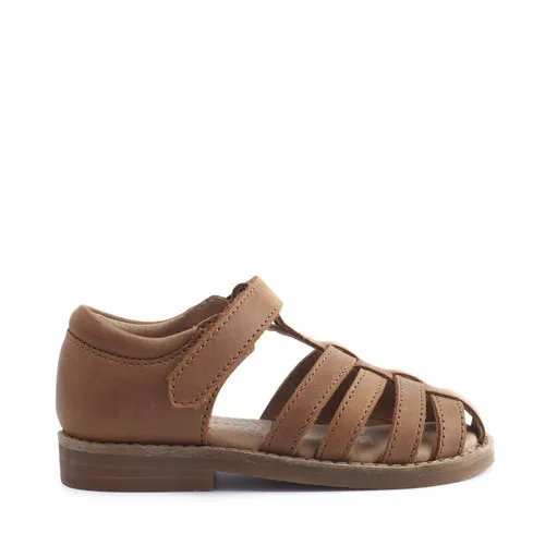 Coastal Tan leather t-bar rip-tape sandals