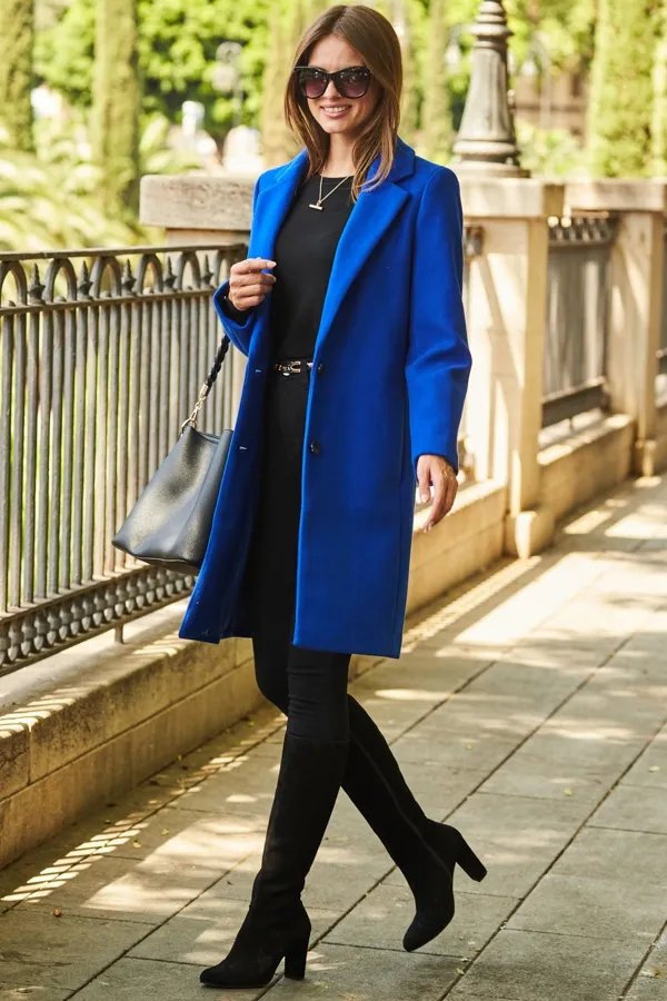 Cobalt Blue Single Breasted Coat