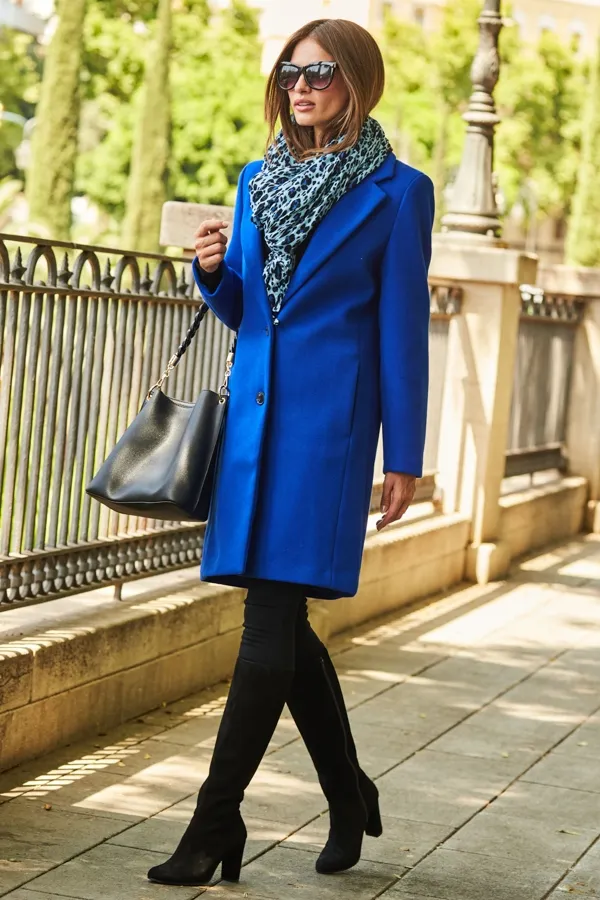 Cobalt Blue Single Breasted Coat