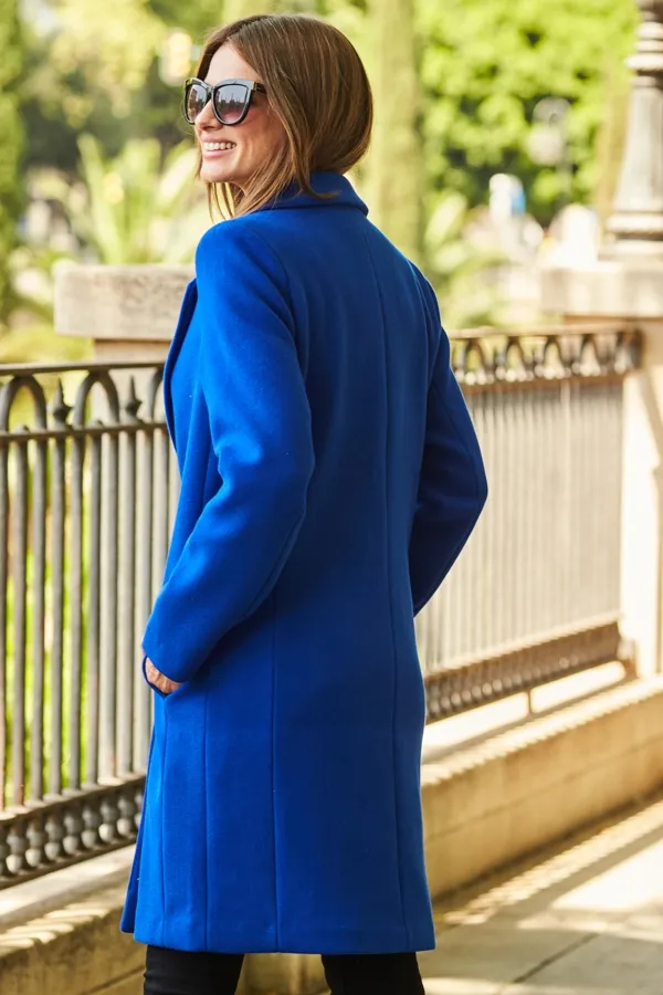 Cobalt Blue Single Breasted Coat