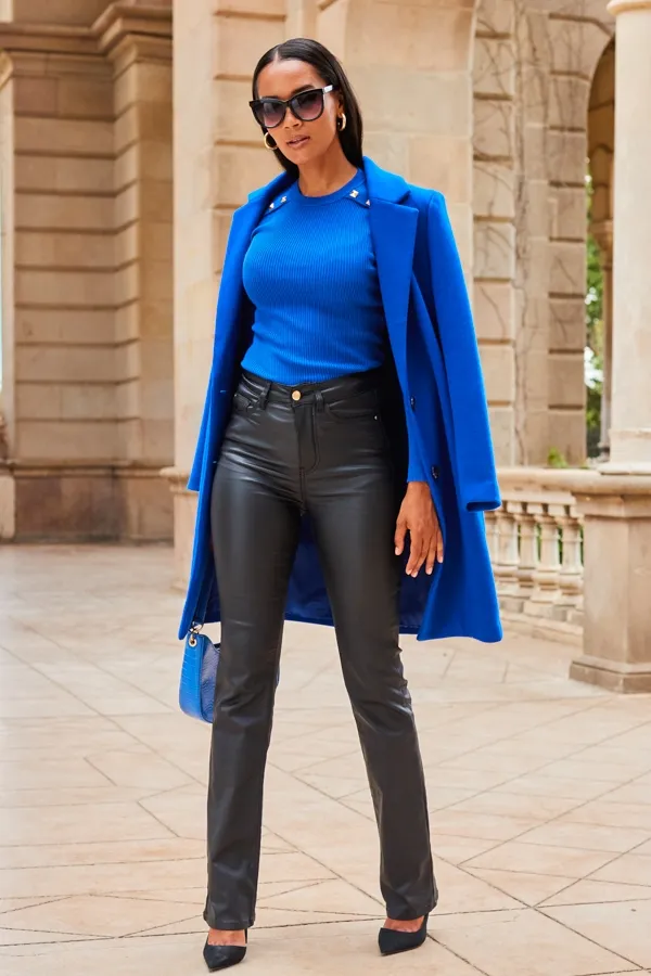 Cobalt Blue Single Breasted Coat