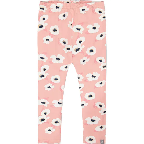 Deux par Deux Flowers Print Leggings, Pink & Off-White