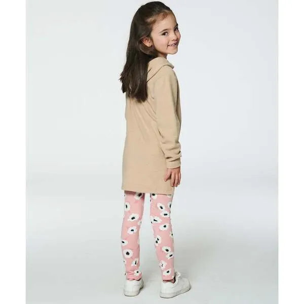 Deux par Deux Flowers Print Leggings, Pink & Off-White