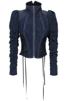 DILARA FINDIKOGLU Elegant Denim Jacket with Corset-Style Details for Women - SS24 Collection