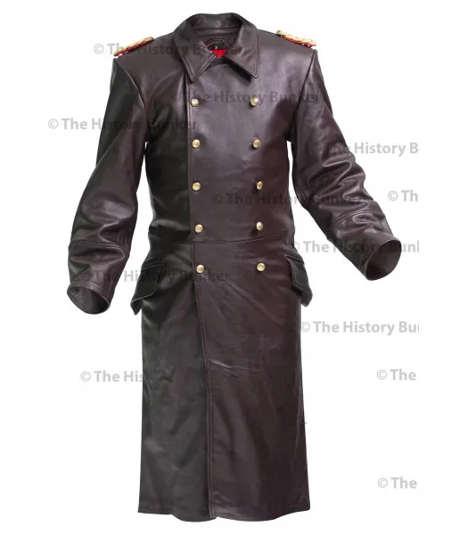 German SENIOR Officers leather Great Coat BROWN - WW2 German Leather Coat