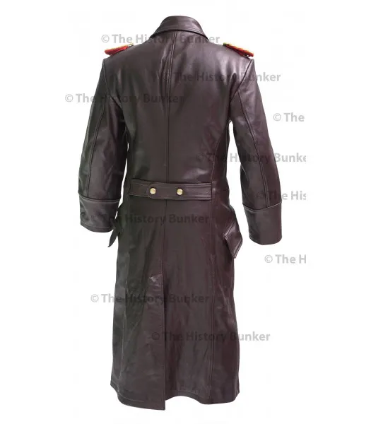 German SENIOR Officers leather Great Coat BROWN - WW2 German Leather Coat