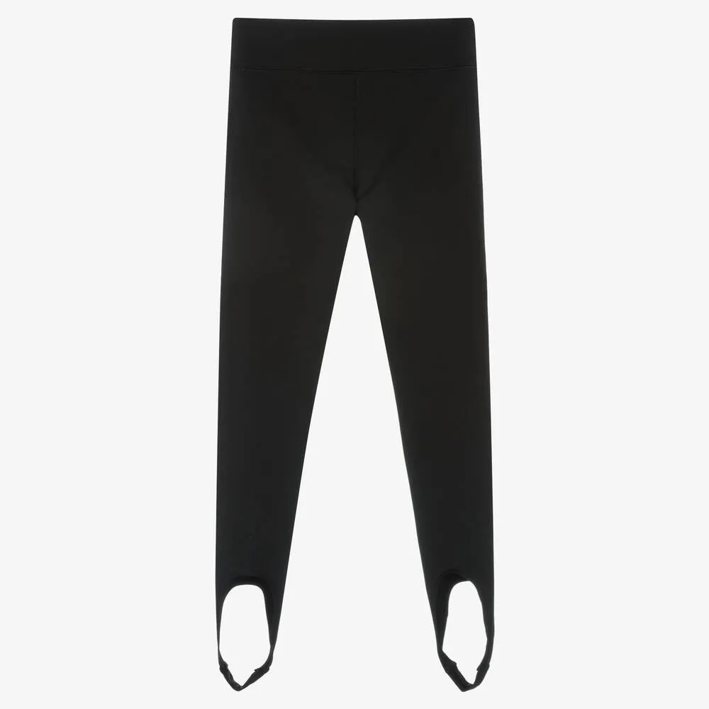 Girls Black Stirrup Sports Leggings