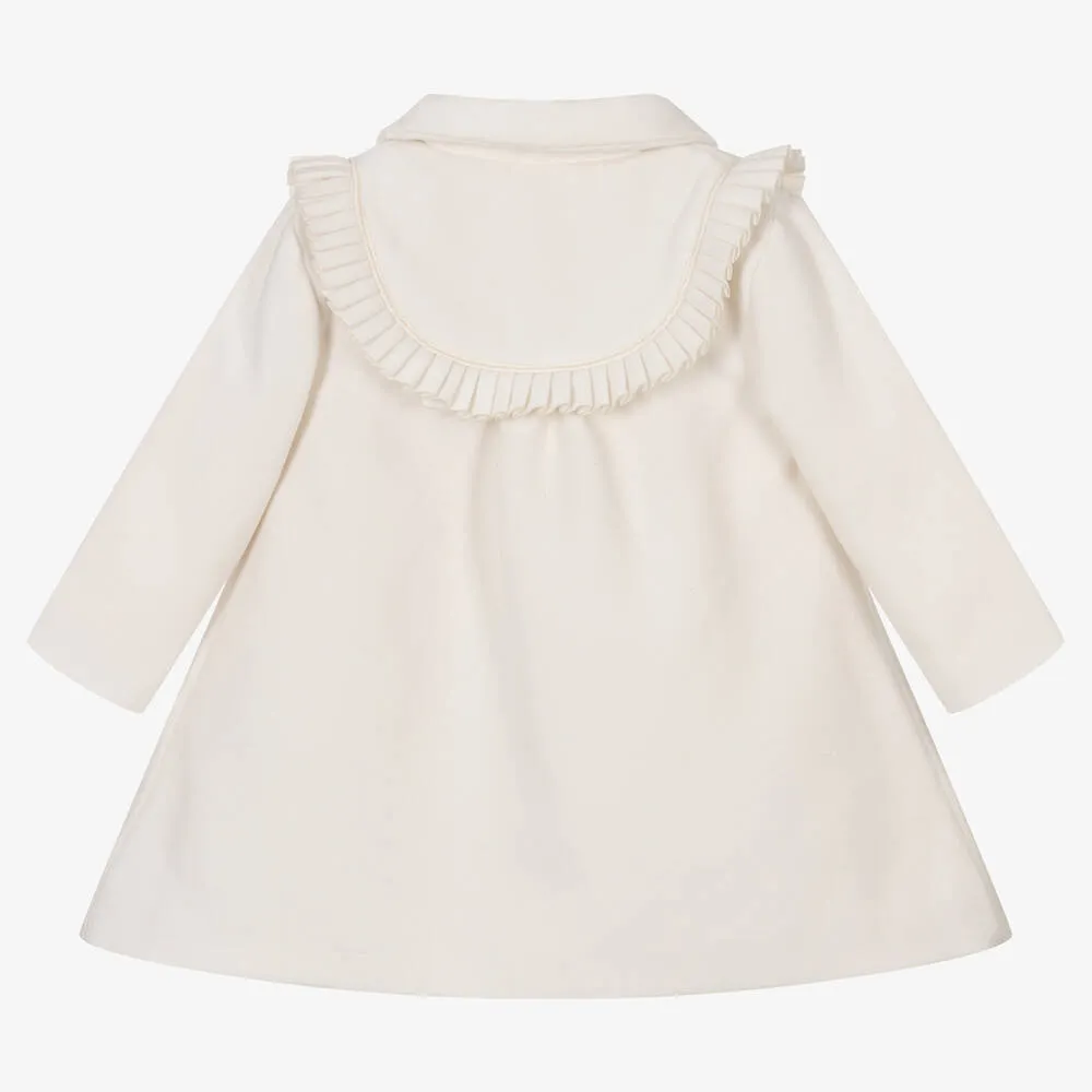 Girls Ivory Traditional Pleated Coat