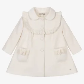 Girls Ivory Traditional Pleated Coat