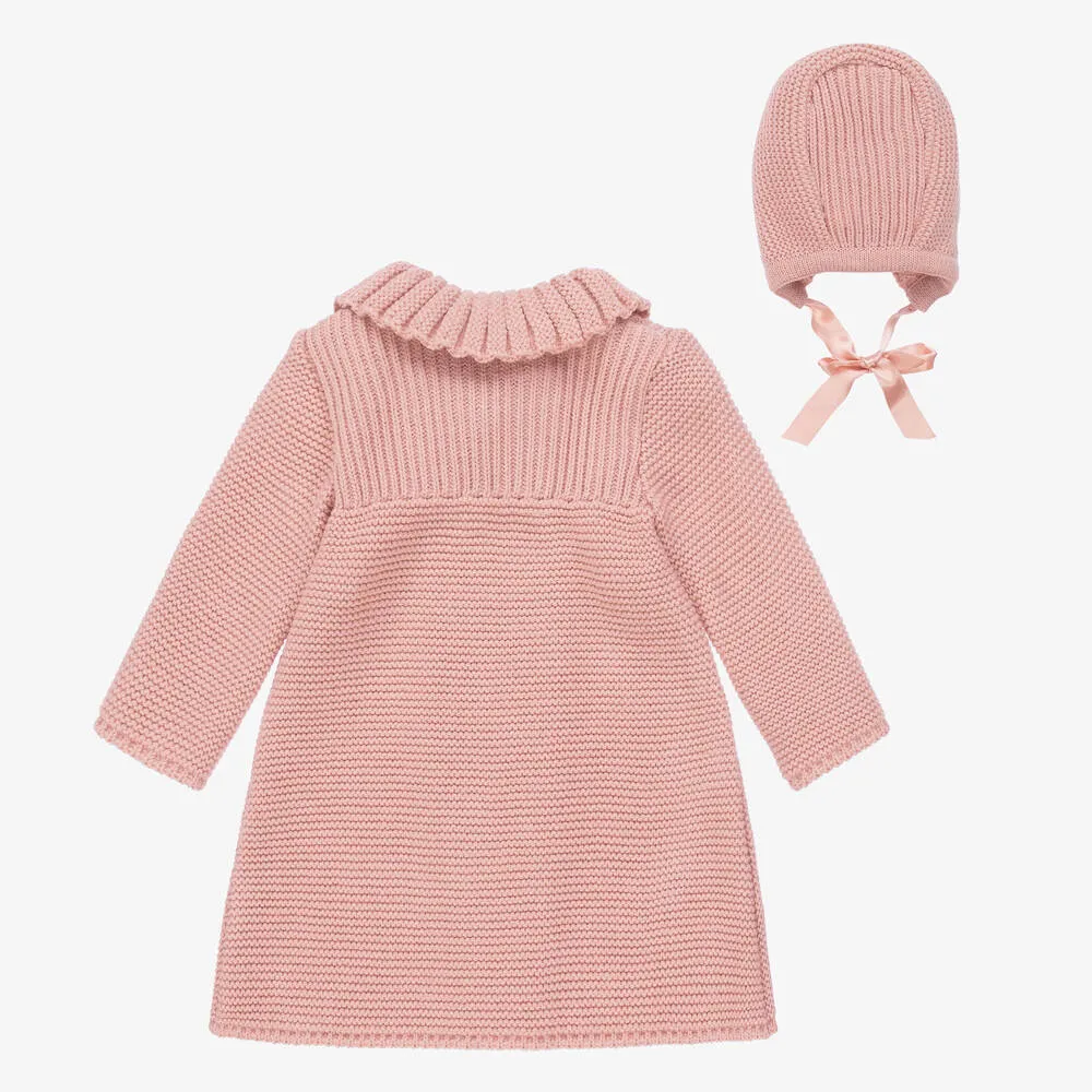 Girls Pink Knitted Coat Set