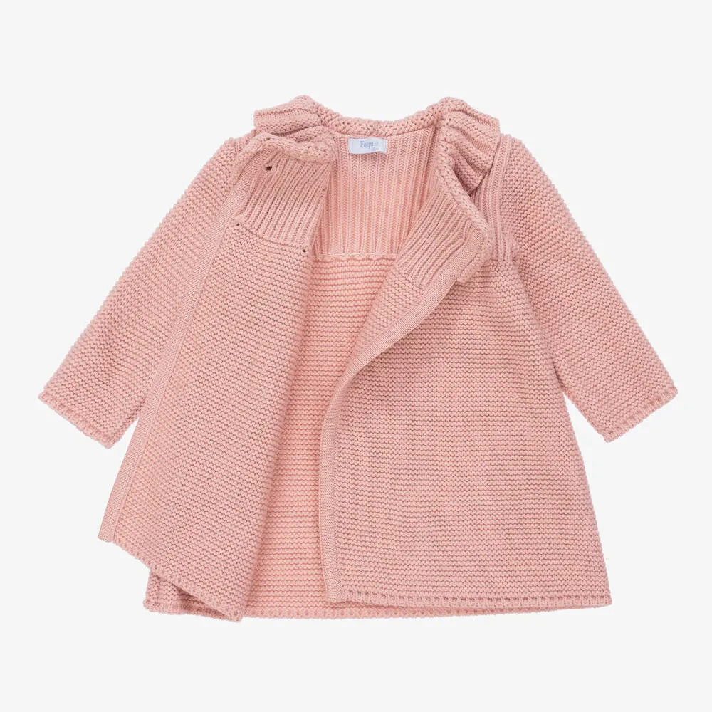 Girls Pink Knitted Coat Set