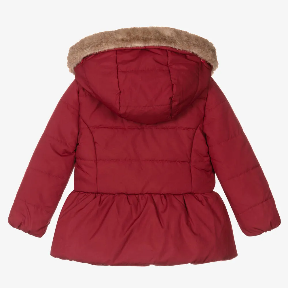 Girls Red Peplum Puffer Coat