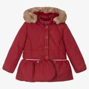 Girls Red Peplum Puffer Coat