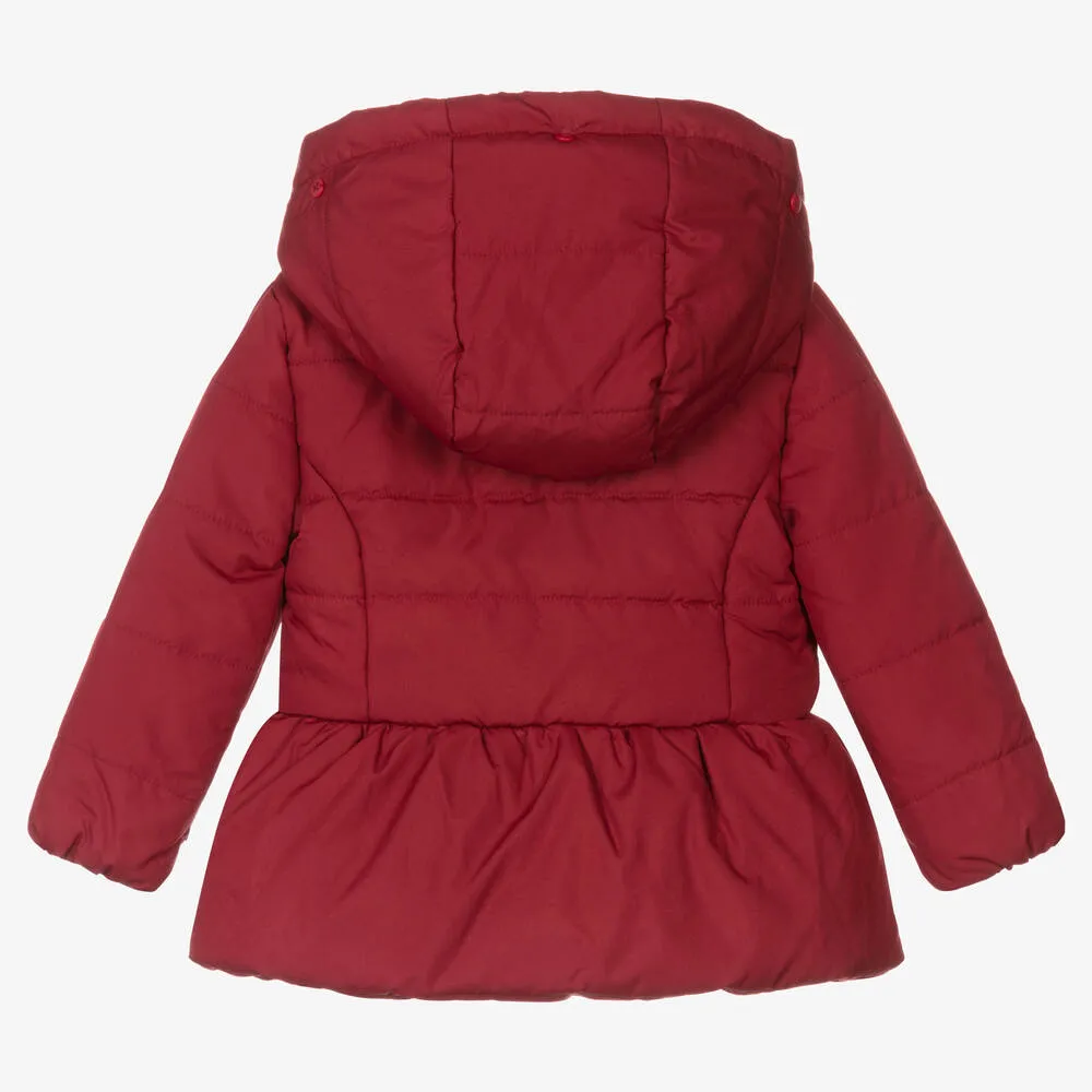 Girls Red Peplum Puffer Coat