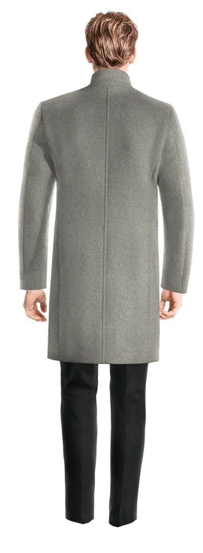 Grey Long Funnel neck Coat