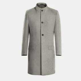 Grey Long Funnel neck Coat