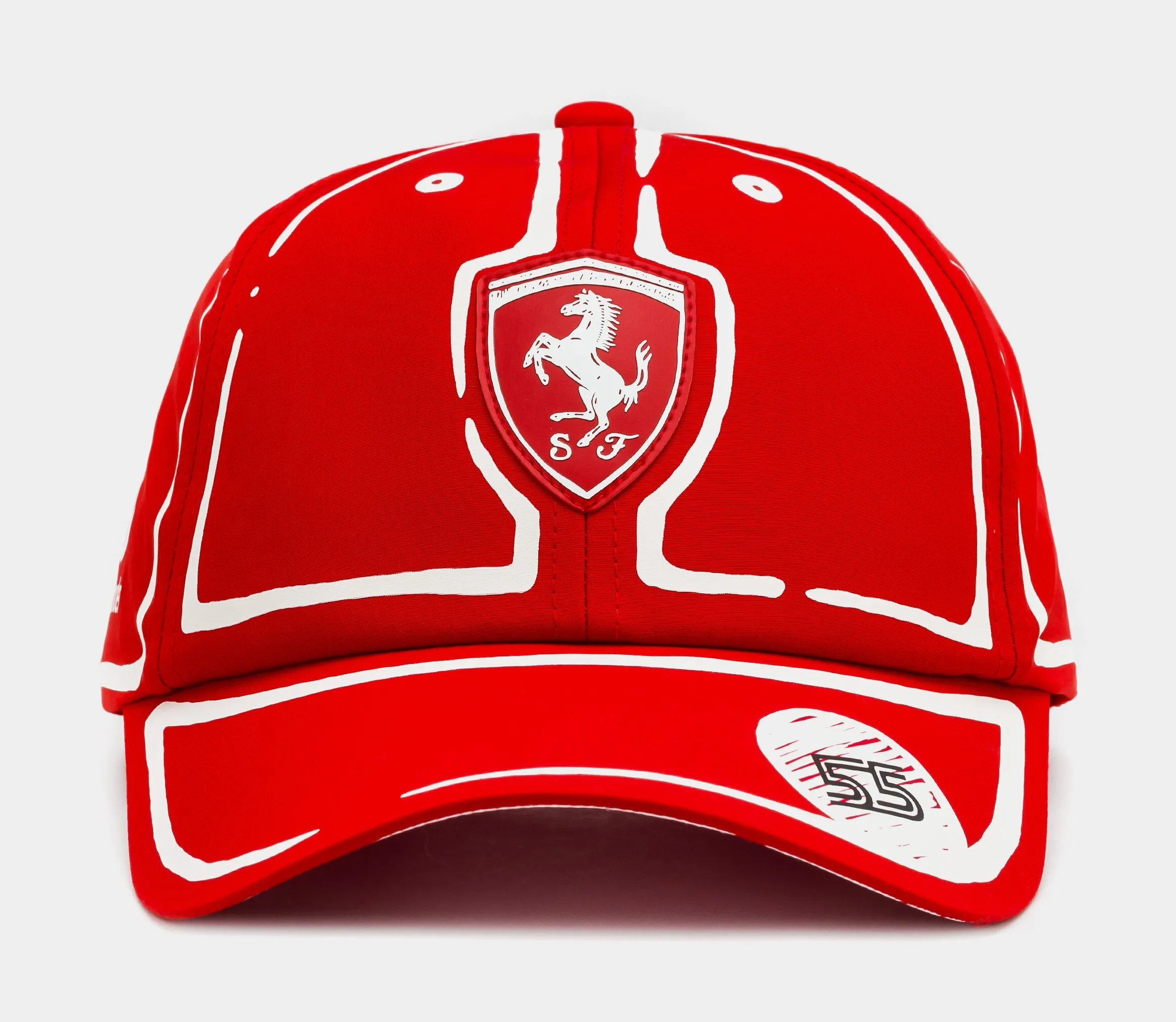 Joshua Vides for Scuderia Ferrari Replica Sainz Baseball Cap Mens Hat (Red/White)