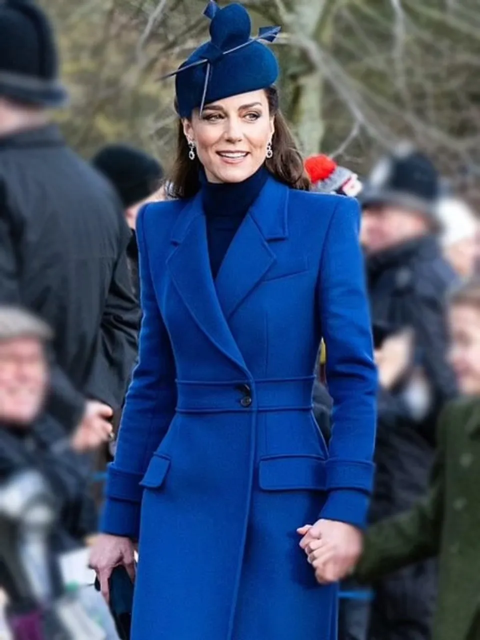 Kate Middleton Christmas Day Service Blue Coat