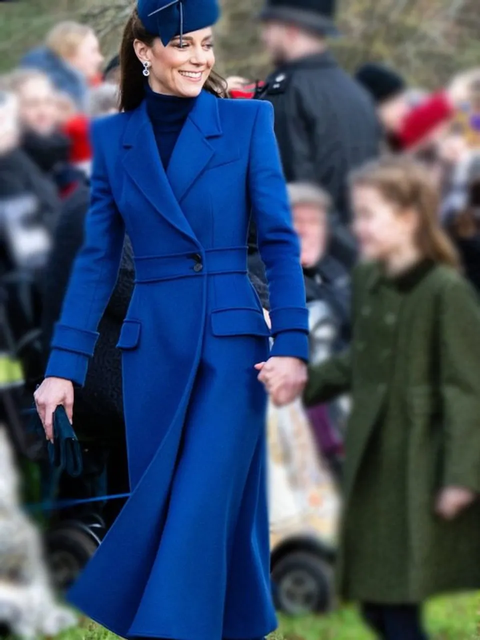 Kate Middleton Christmas Day Service Blue Coat