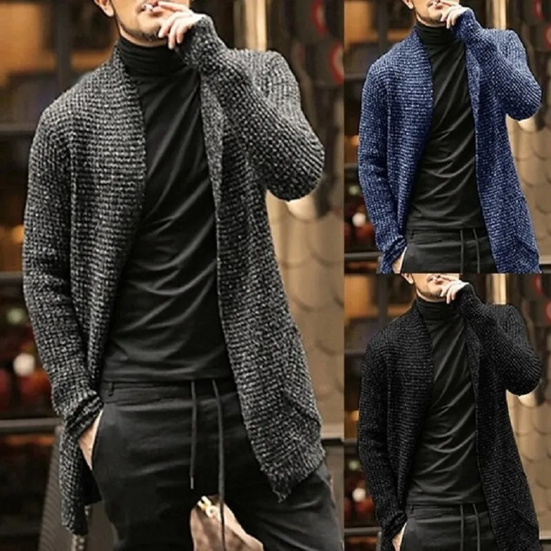 Long sleeve cardigan trench coat For Men