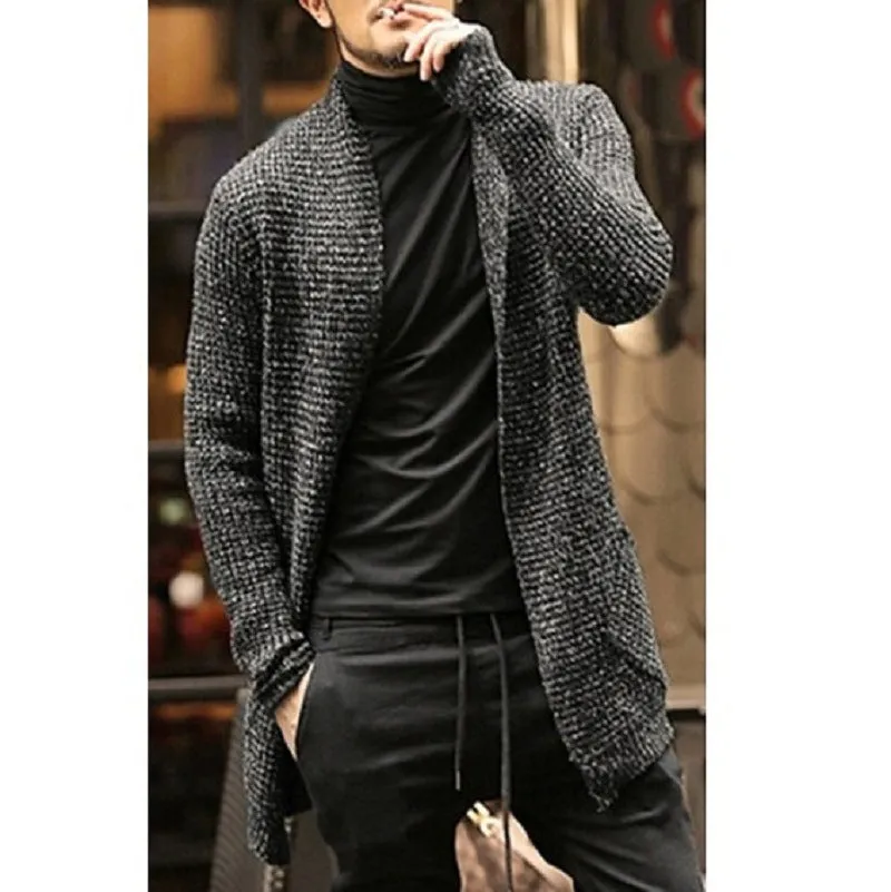 Long sleeve cardigan trench coat For Men