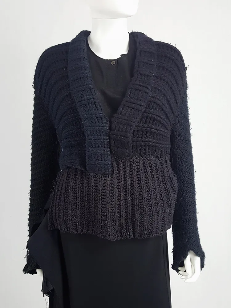 Maison Martin Margiela artisanal black jumper made of scarves and jumpers