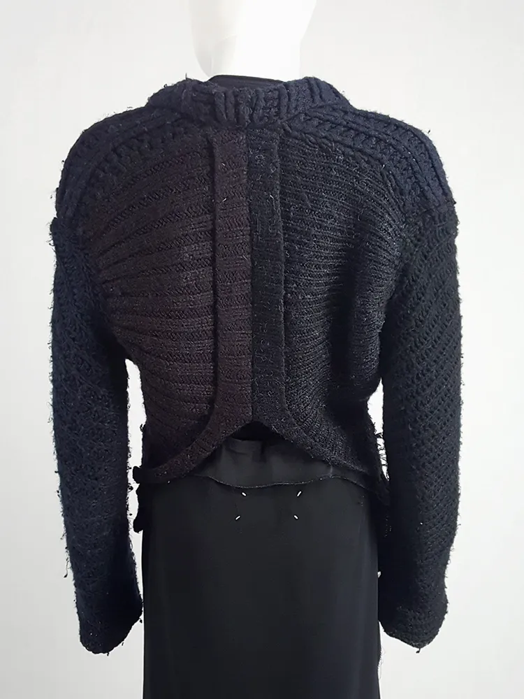 Maison Martin Margiela artisanal black jumper made of scarves and jumpers