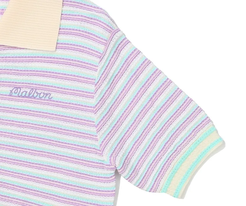 Malbon Golf  |Stripes Short Sleeves Cardigans