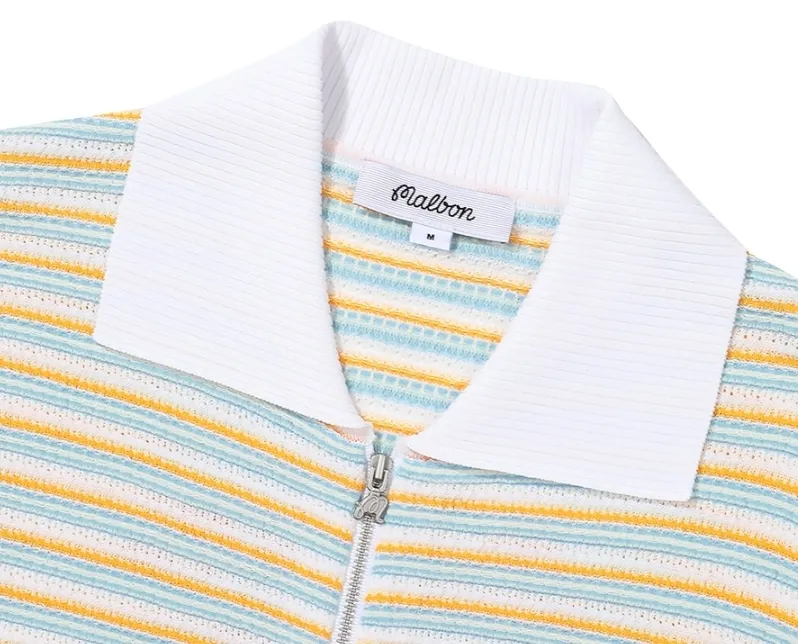 Malbon Golf  |Stripes Short Sleeves Cardigans