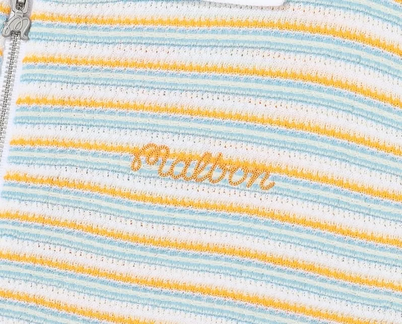 Malbon Golf  |Stripes Short Sleeves Cardigans