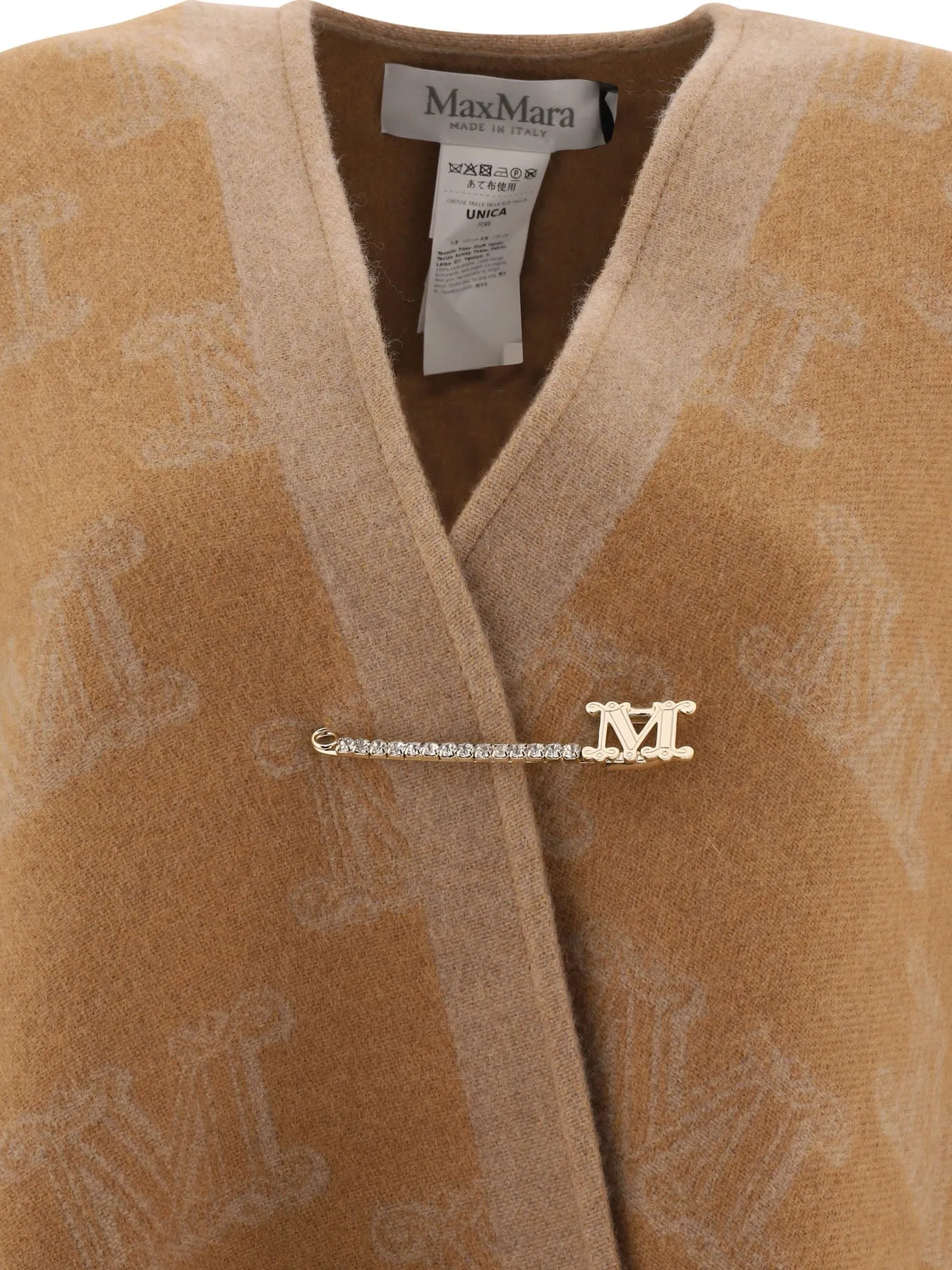 MAX MARA Elegant Beige Wool Cape