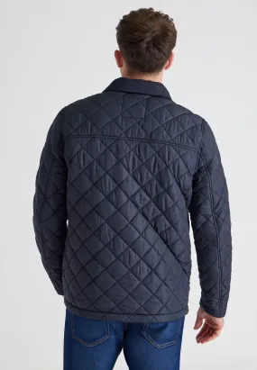 Mens Navy Plain Quilted Jacket