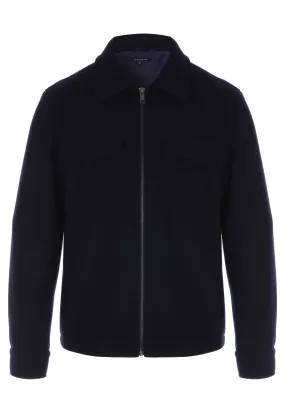 Mens Navy Plain Smart Trucker Jacket