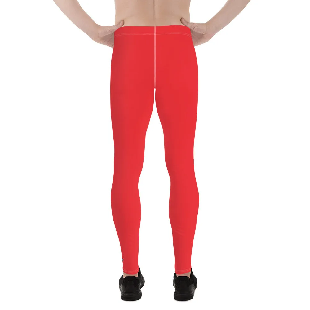 Men's Urban Fitness: Solid Color Athletic Leggings - Scarlet