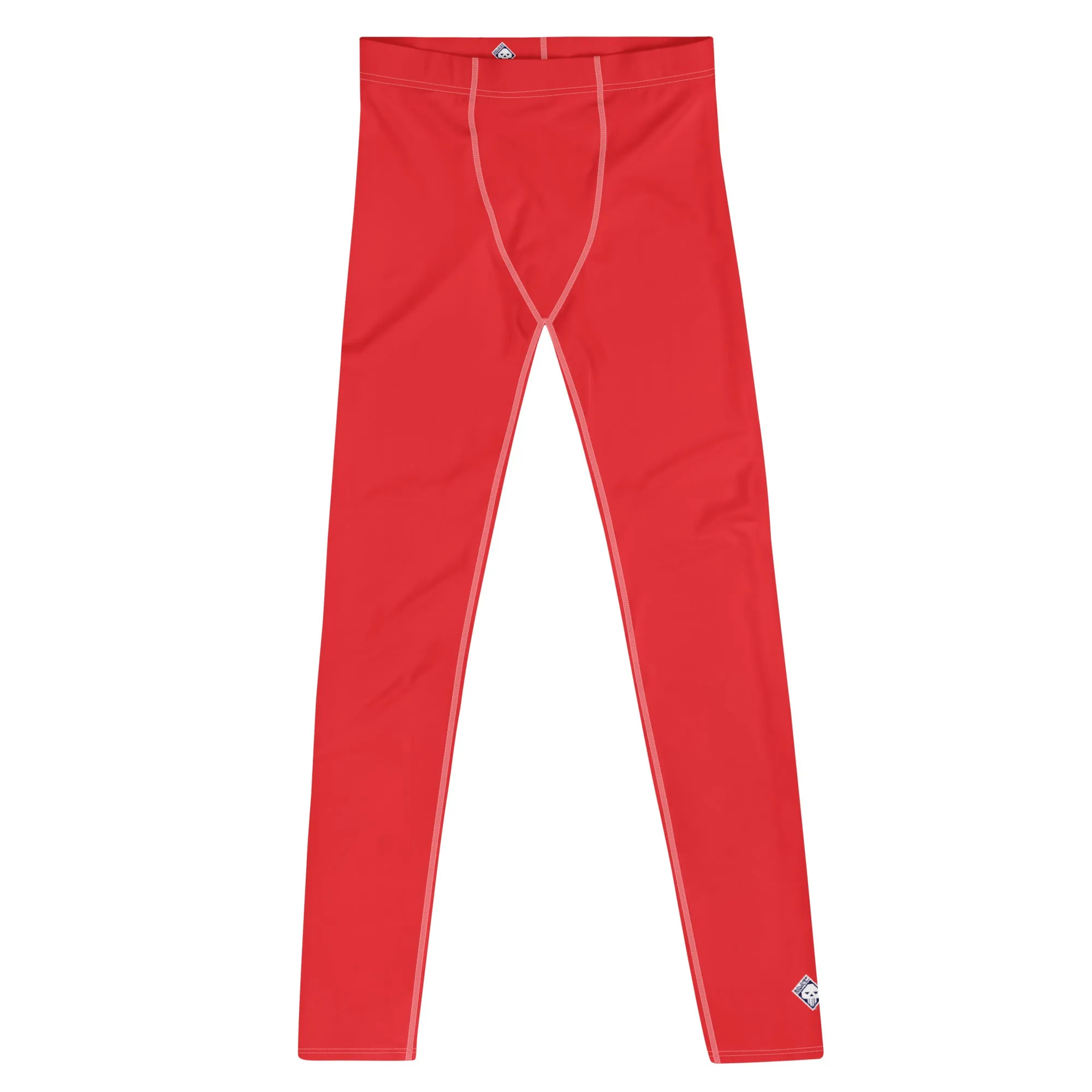 Men's Urban Fitness: Solid Color Athletic Leggings - Scarlet