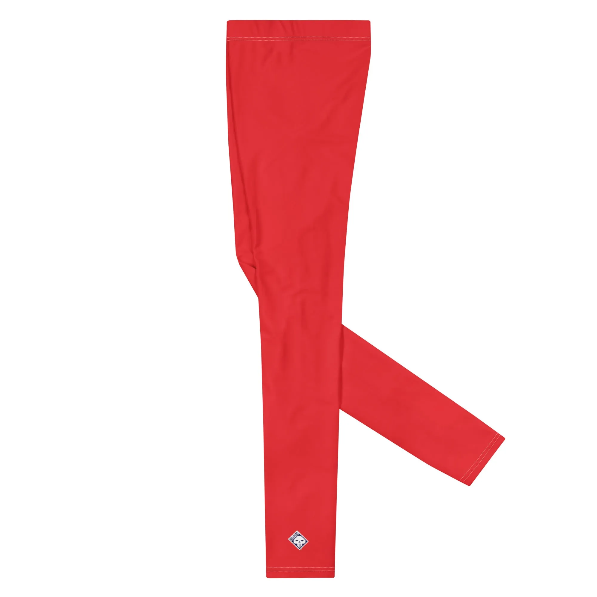 Men's Urban Fitness: Solid Color Athletic Leggings - Scarlet