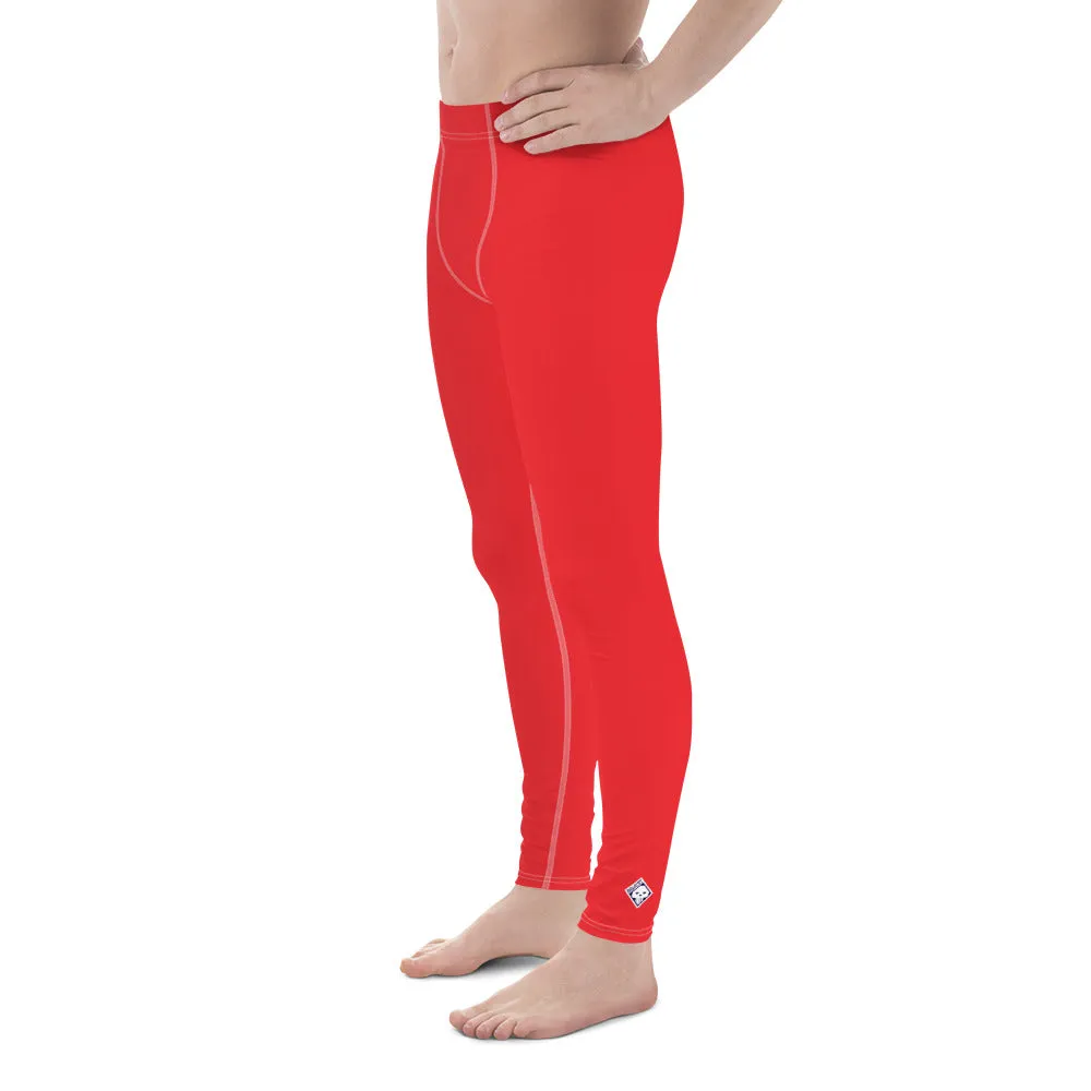 Men's Urban Fitness: Solid Color Athletic Leggings - Scarlet