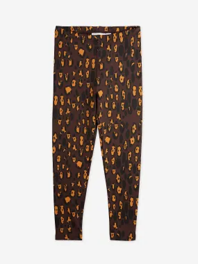 Mini Rodini Girls Leopard Print Leggings in Brown